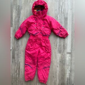 Rawik Girls Sz 5 Vintage One Piece Snowsuit Winter Pink